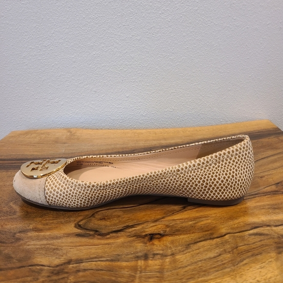 Tory Burch Reva Suede Toe Snake Print Ballet Flat - Picture 9 of 13
